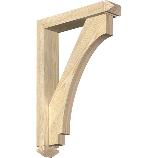Ekena Millwork Imperial Arts and Crafts Rough Sawn Bracket w/ Offset Brace, Douglas Fir, 4"W x 18"D x 26"H BKT0402X18X26IMP03RDF - main